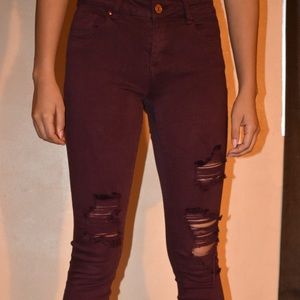 Burgundy jeans